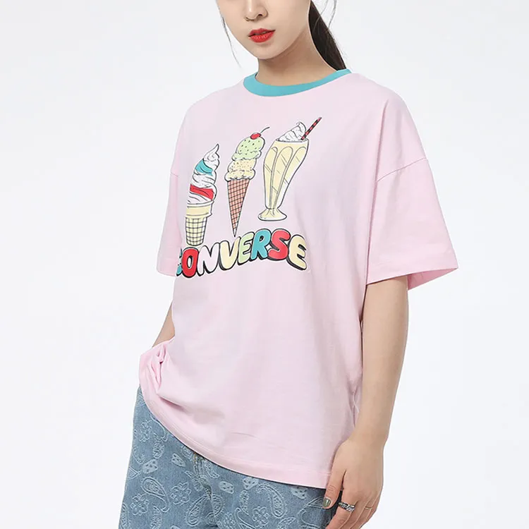 Converse Set in Sleeve T Shirt Women's Pink-3