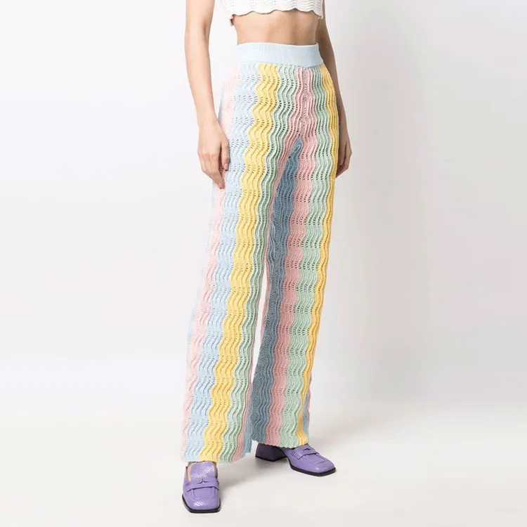 CASABLANCA Rainbow Gradient Knit Flare Pant 'Mulitcolor'-2