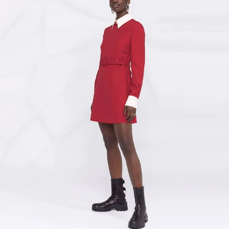 Valentino Long-Sleeved Dresses Women's Red-3