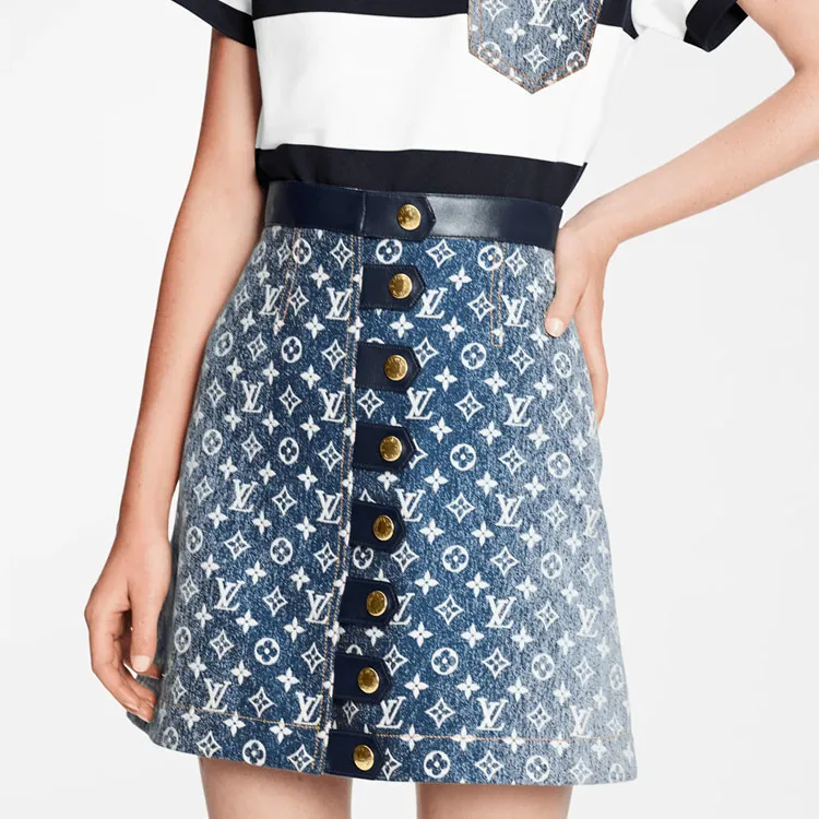 LOUIS VUITTON SS22 Denim Short Skirts Women's Blue-3