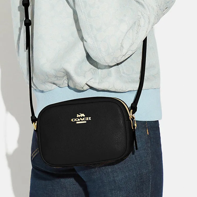 COACH Jamie Leather Camera Bag Shoulder Bag Crossbody Bag Small Size Women's Solid Color Black-3