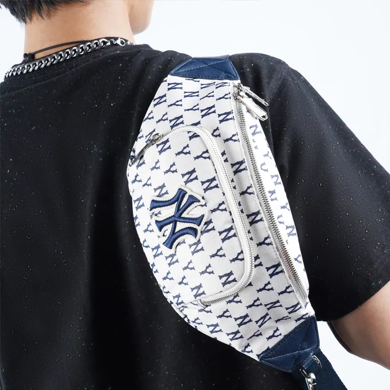 MLB Monogram Collection Polyester Combo Bag One Shoulder Crossbody Fanny Pack Regular Unisex Cream White-11