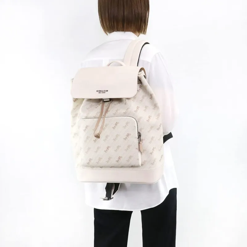 COACH Turner Coated Canvas With Refined Calfskin Backpack Tubas Men's Ecru-4