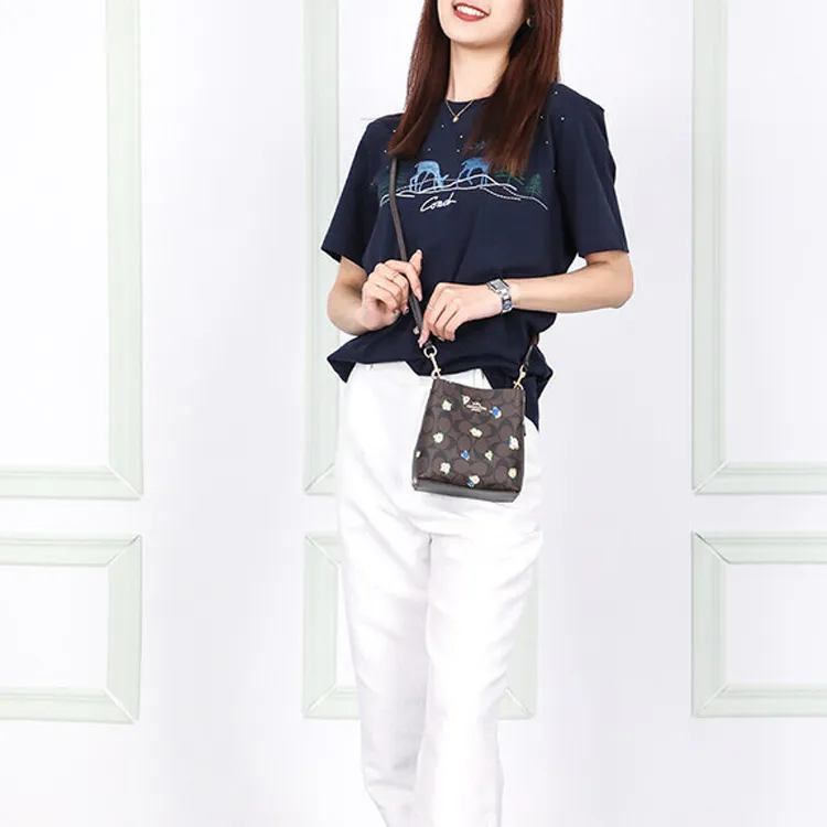 COACH Mini Town Bucket Bag Rose Print-3