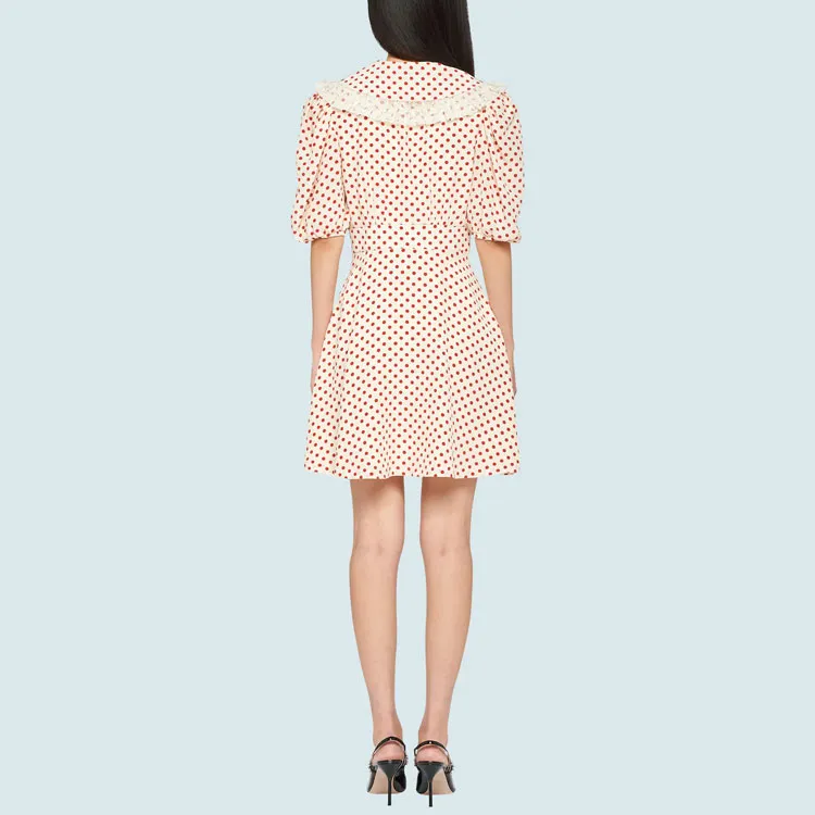 MIU MIU Short Sleeved Dress Women's Red-1