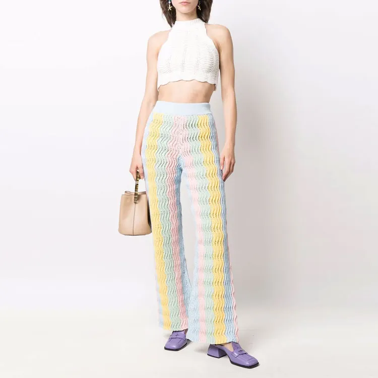 CASABLANCA Rainbow Gradient Knit Flare Pant 'Mulitcolor'-1