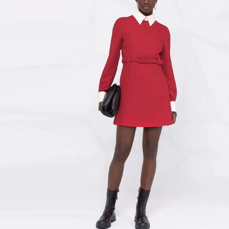Valentino Long-Sleeved Dresses Women's Red-1