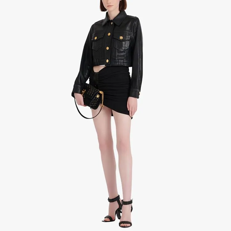 BALMAIN Asymmetric High Waist Gathered Skirt-1