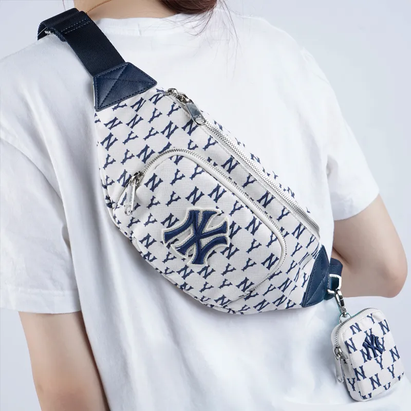 MLB Monogram Collection Polyester Combo Bag One Shoulder Crossbody Fanny Pack Regular Unisex Cream White-12