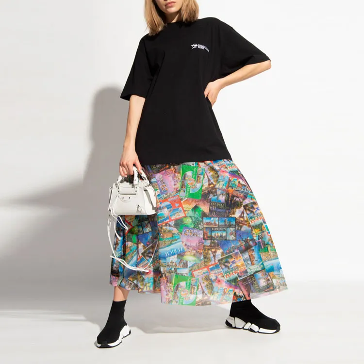 Balenciaga Front And Back Embroidered Short-Sleeved T-Shirt Women's Black-1