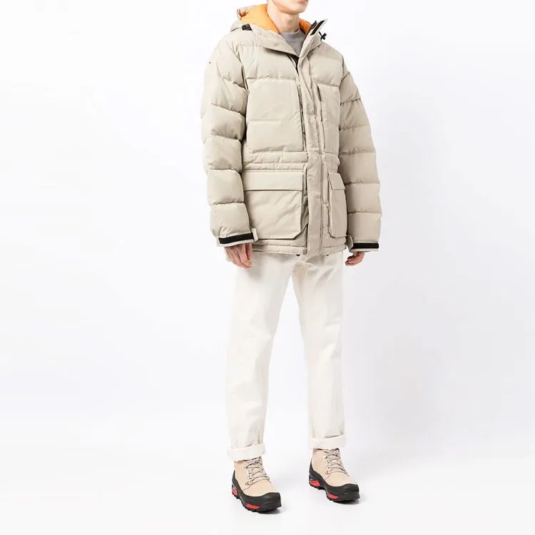 MSGM FW21 Solid Color Hooded Thickened Puffer Jacket Men's Light Umber-3