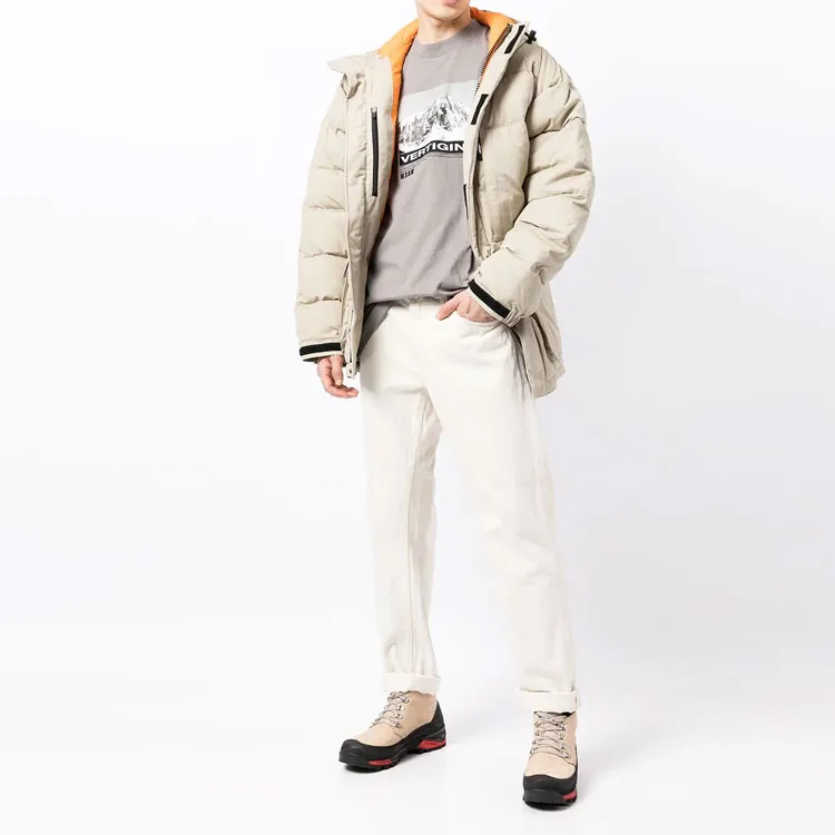 MSGM FW21 Solid Color Hooded Thickened Puffer Jacket Men's Light Umber-1