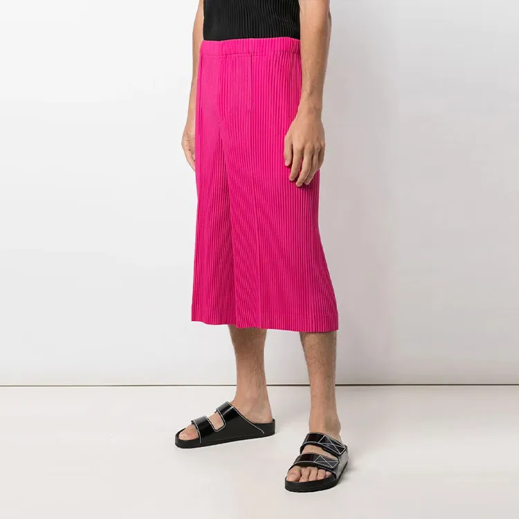 Homme Plissé Issey Miyake Casual Pants Men Rose Red-3