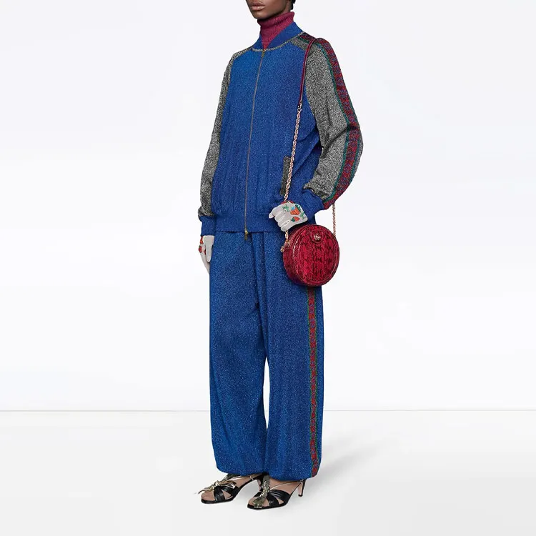 GUCCI Baseball Jacket Women's Blue-4