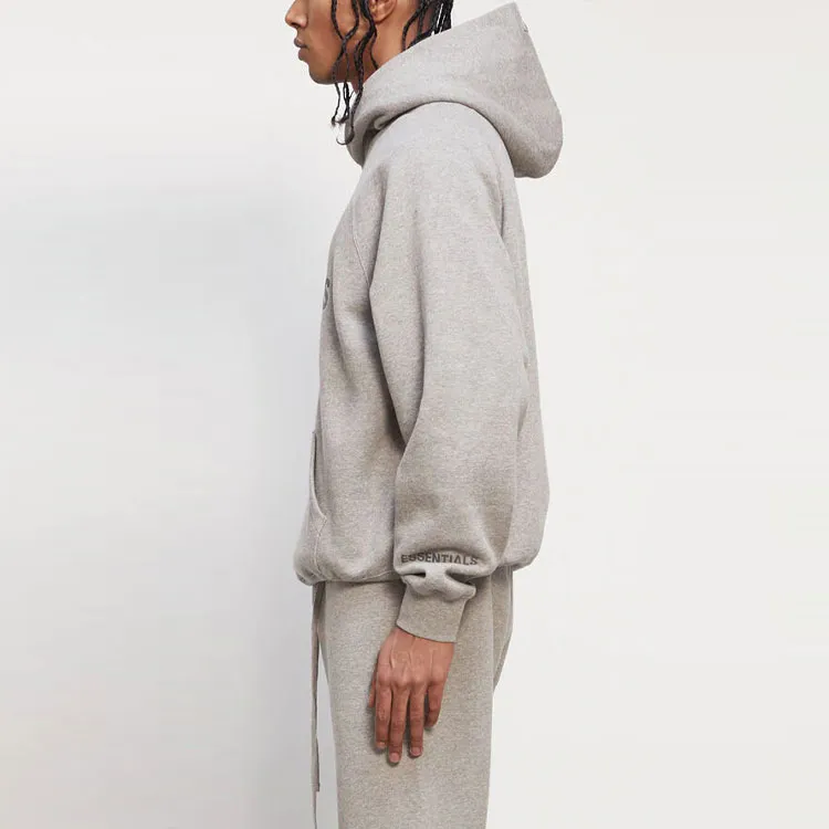Fear Of God Essentials 3D Silicon Applique Pullover Hoodie Oatmeal Heather-3