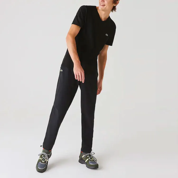 LACOSTE Logo patch V neck Cotton T shirt-2