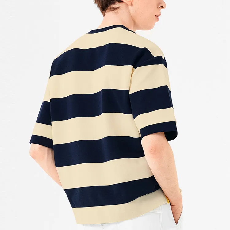 LACOSTE T Shirts Men Navy Blue Stripes-4