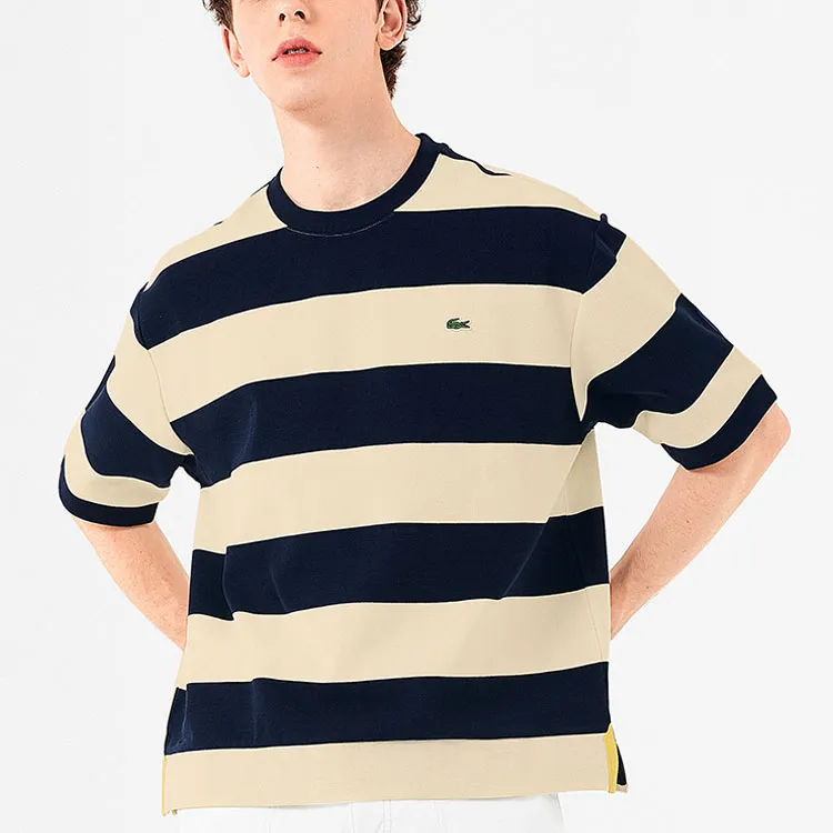 LACOSTE T Shirts Men Navy Blue Stripes-3