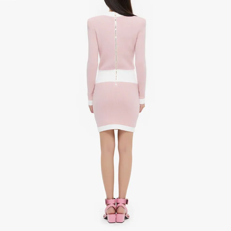 BALMAIN Long Sleeved Dresses Women's Pink-3