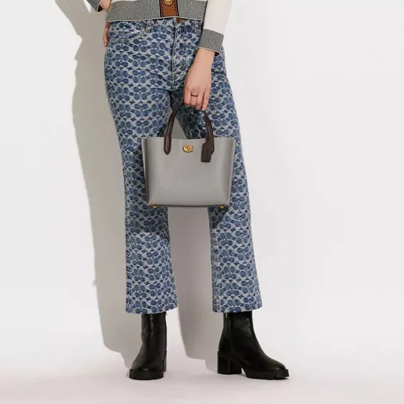 COACH Willow Leather Bucket Bag Tote Bag Shopping Bag Crossbody Bag Handbag Medium Size Women's Gray-4