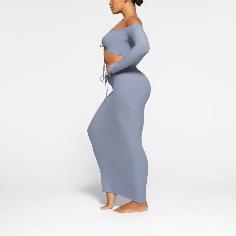 Skims Crop Tops Women's Blue Gray-3