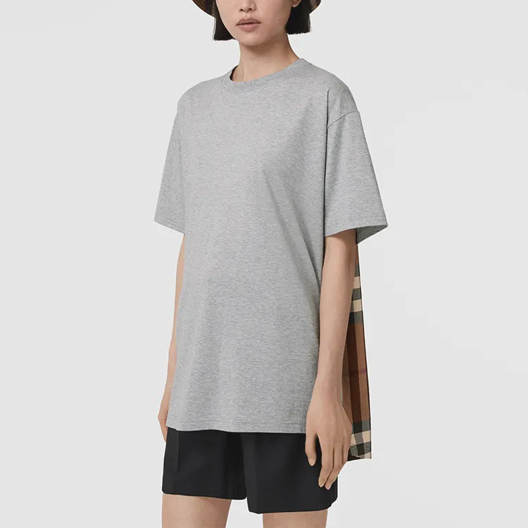 Burberry Women'ss Check Panel T Shirt Grey-3