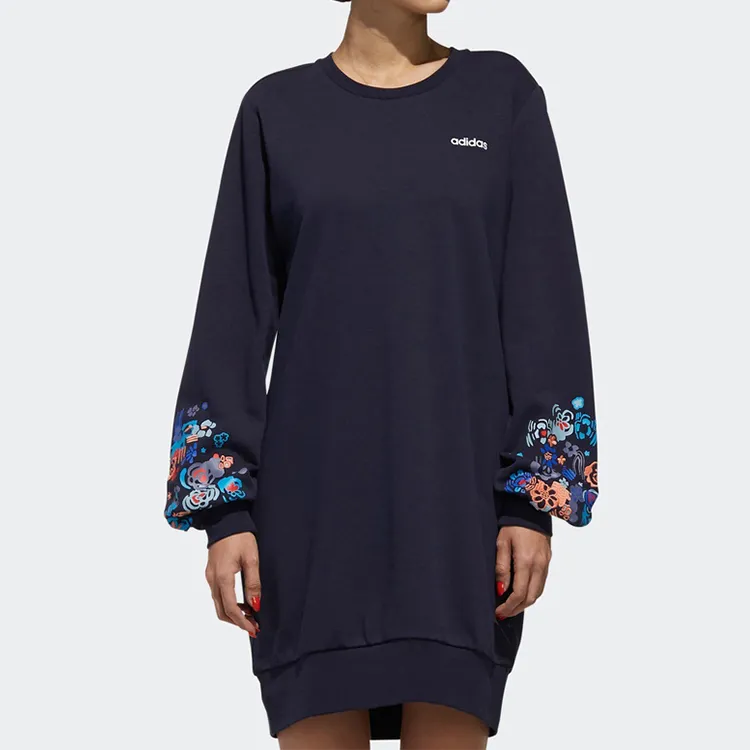 Adidas Neo Long Sleeved Dresses Women's Navy Blue Blue-2
