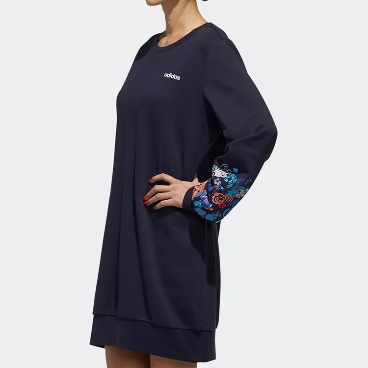 Adidas Neo Long Sleeved Dresses Women's Navy Blue Blue-4