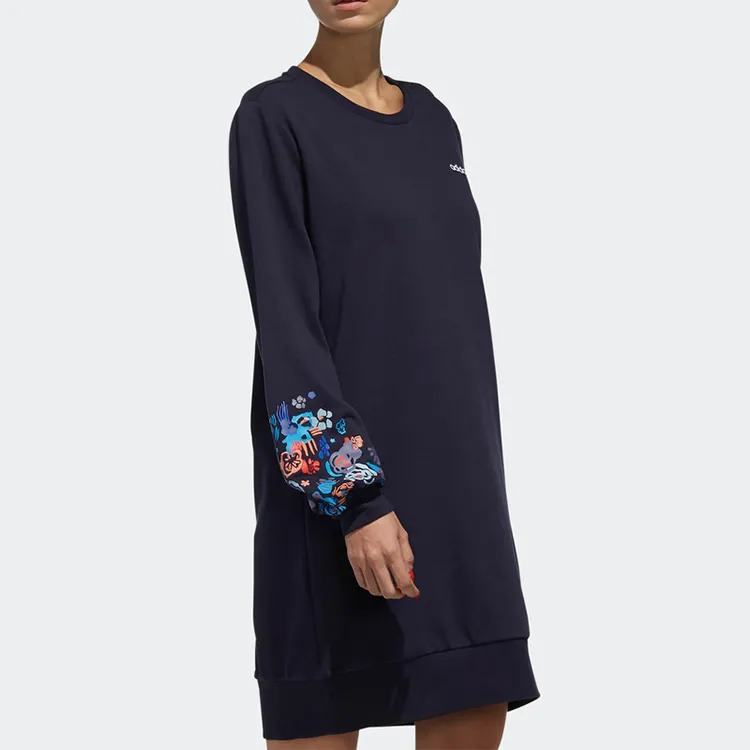 Adidas Neo Long Sleeved Dresses Women's Navy Blue Blue-5