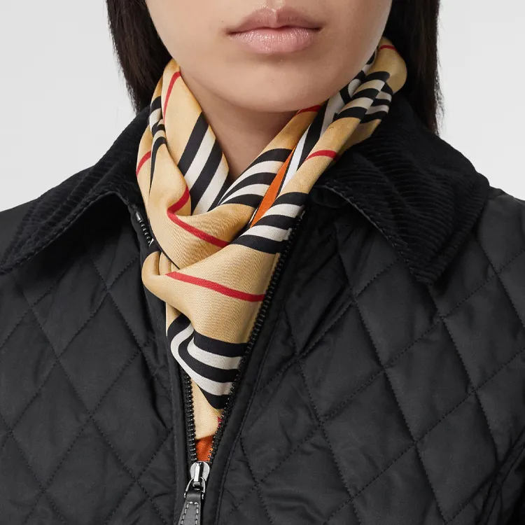 Burberry Silk Scarves Unisex Khaki-3
