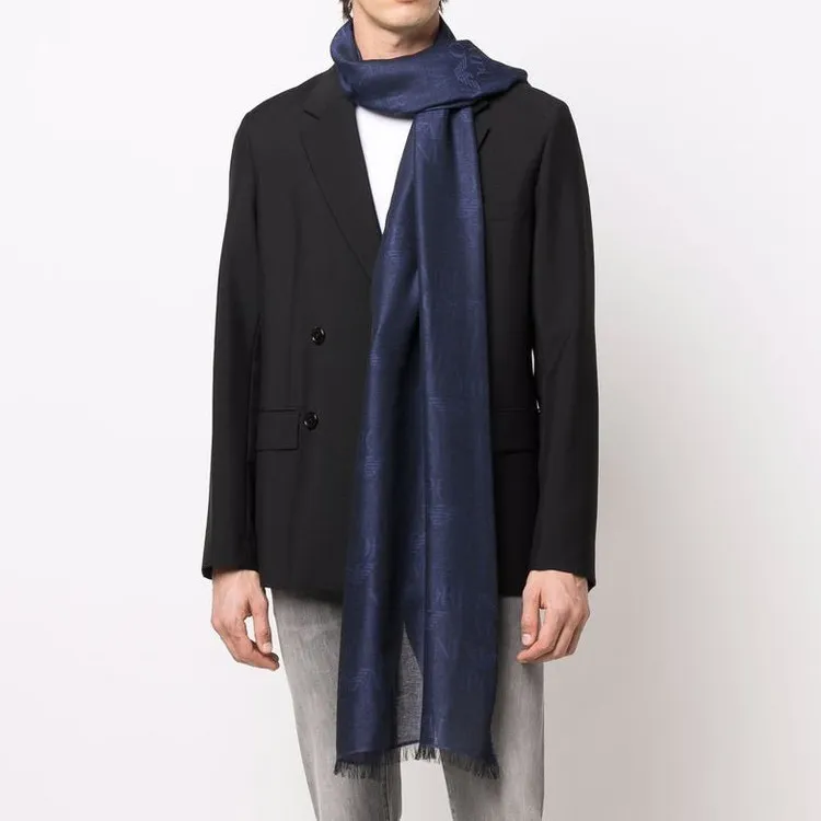 EMPORIO ARMANI Modal And Cotton Stole With All over Jacquard Logo-1
