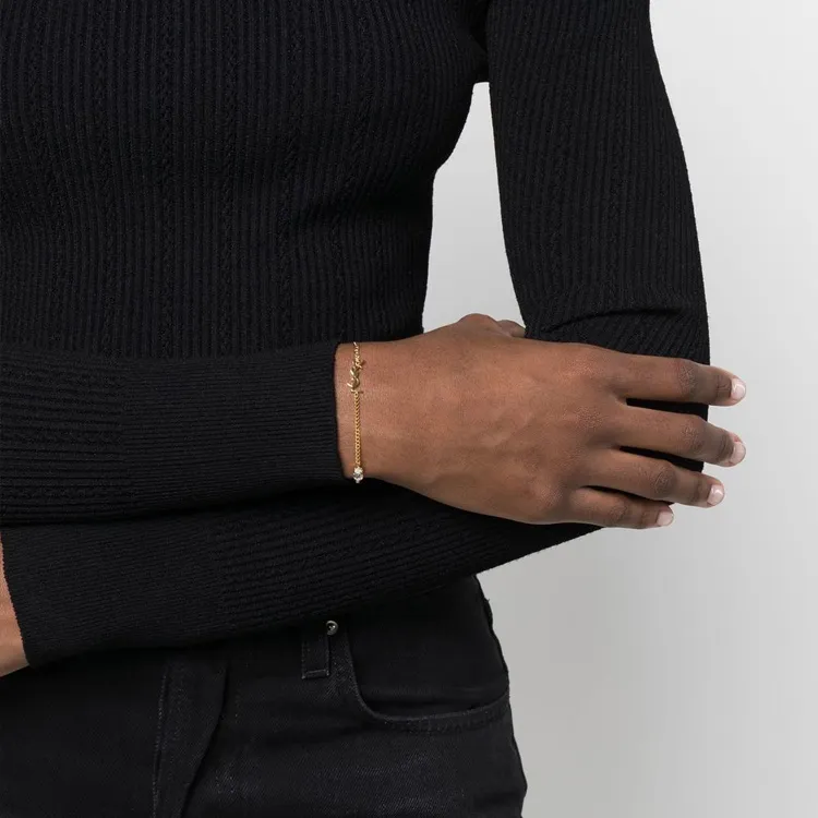 SAINT LAURENT Cassandre Detailed Charm Bracelet-3