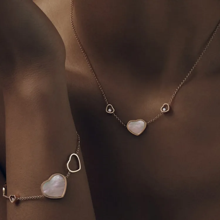 Chopard 18kt Rose Gold Diamond Happy Hearts Neckace-2