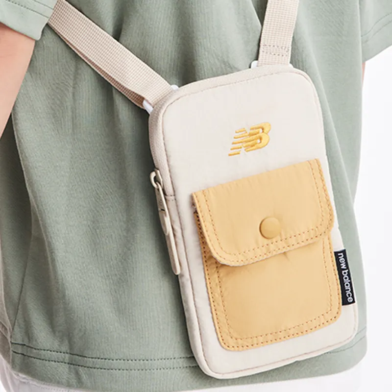 New Balance Fabric Shoulder Bag, Crossbody Bag Mini Unisex Beige Yellow-4