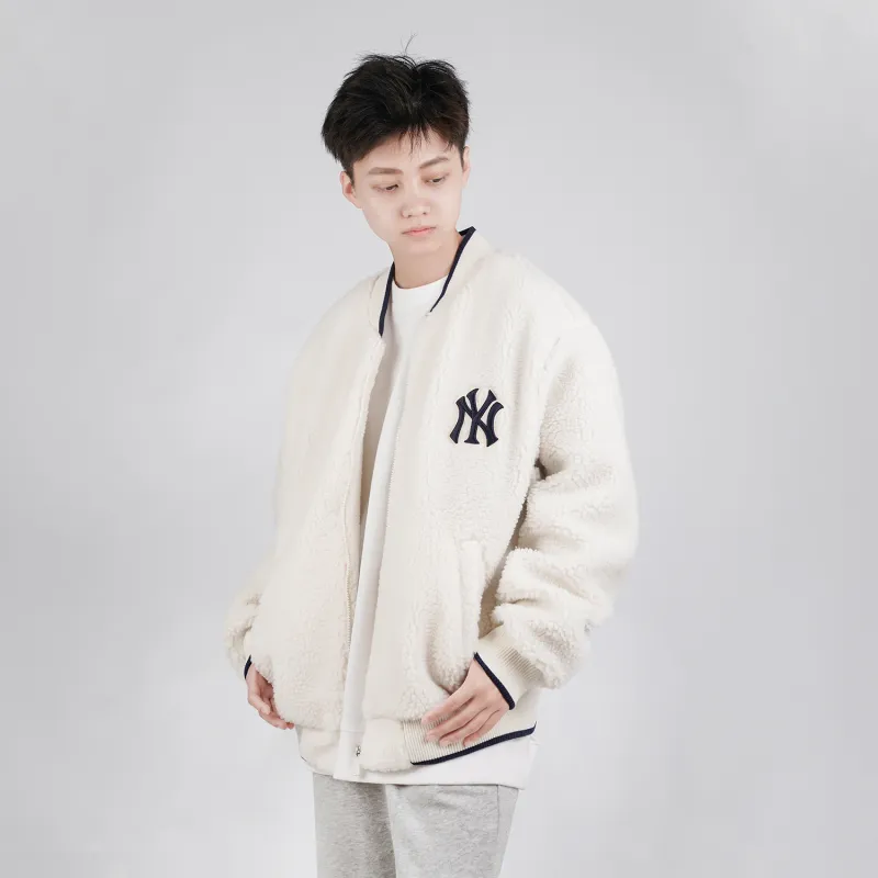 MLB New York Yankees Velvet Jackets Unisex Ivory White-3