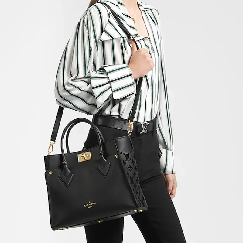 LOUIS VUITTON On My Side Calfskin Tote Bag, Shopping Bag, Shoulder Bag, Crossbody Bag, Handbag Tubas Women's Black-4