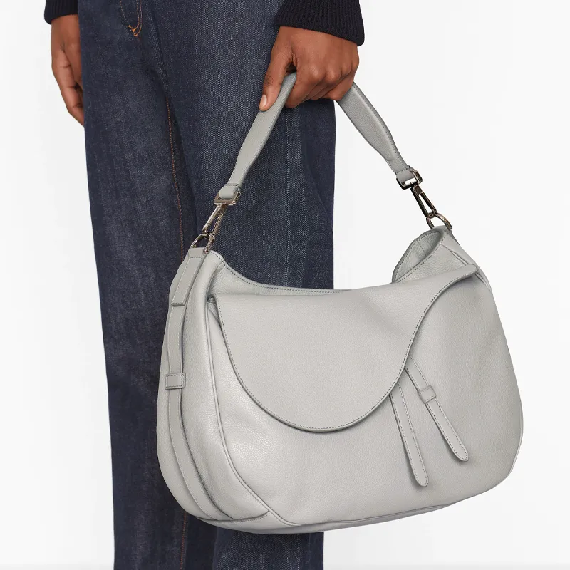 DIOR Saddle Grained Cow Leather Handbag Shoulder Bag Crossbody Bag Unisex Gray White-5