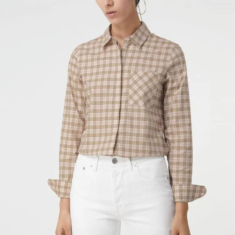 Burberry Women's Checked Cotton Shirt Pink-3