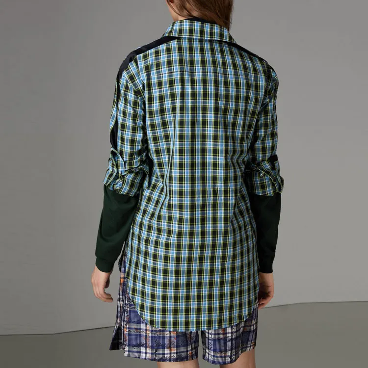 Burberry Shirt Women's Blue Green Plaid-3