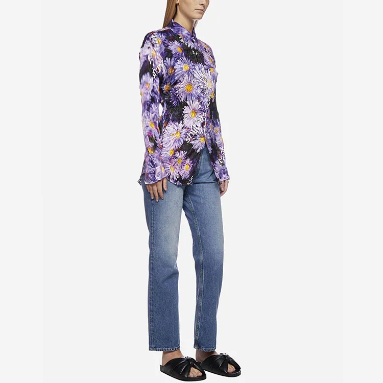 Balenciaga Floral Printed Crinkled Effect Shirt-3