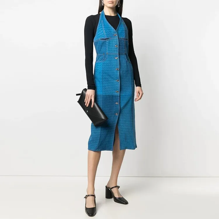 Marine Serre Sleeveless Dresses Women's Blue-1