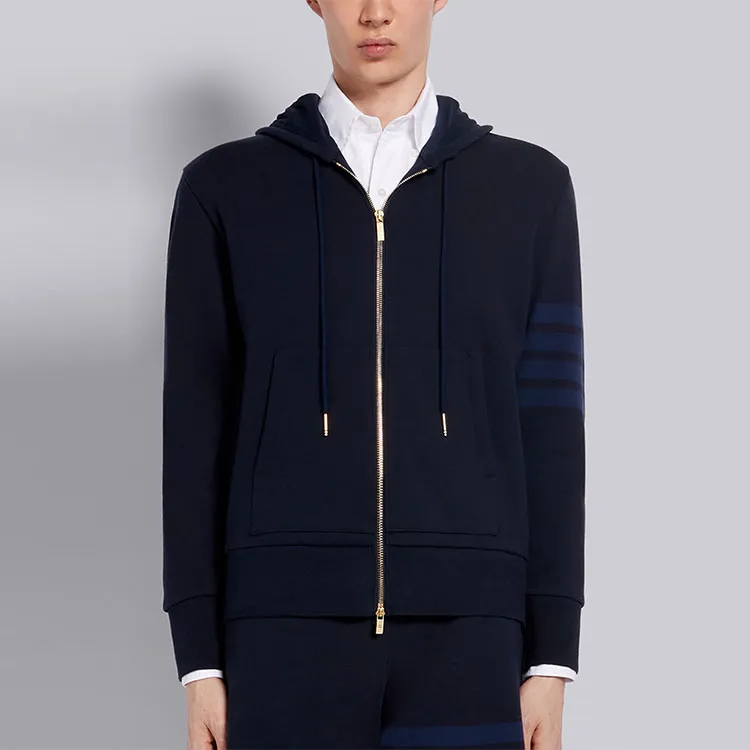 THOM BROWNE Tonal 4-Bar Hooded Jacket-1