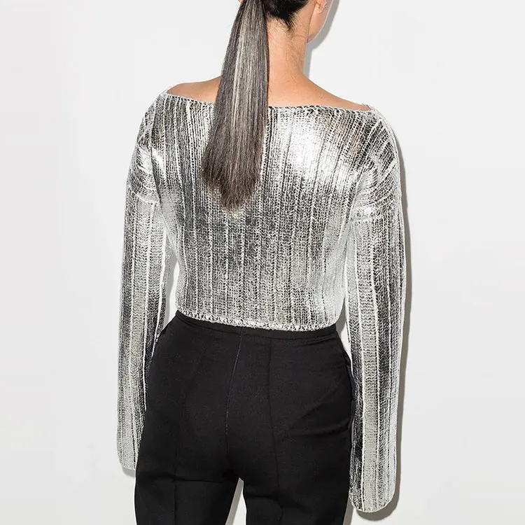 BALMAIN FW21 Loose Fit Sweater Women's Silver-3