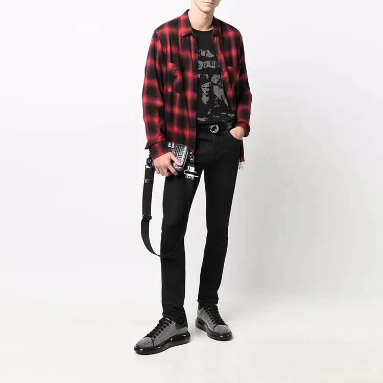AMIRI Plaid Flannel Crystal Stars Loose Fit Button Down Top-1