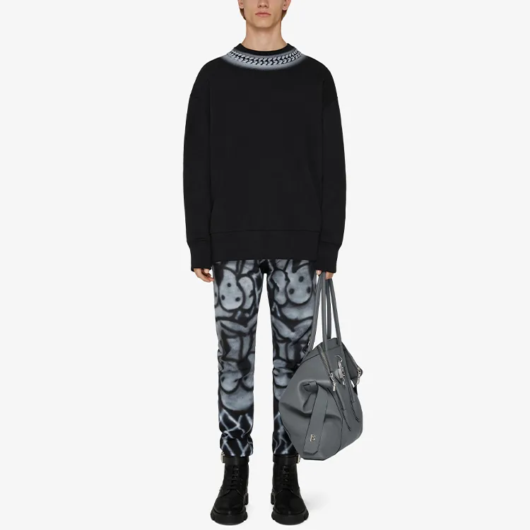 Givenchy Tag Effect Embossed Chain Collar Sweatshirt-2