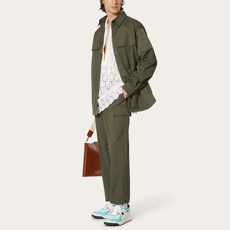 Valentino Logo Patch Drop Shoulder Overshirt-3
