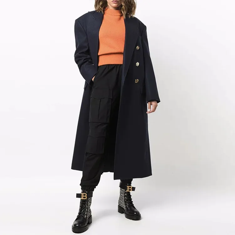 BALMAIN Coats Women's Blue-1