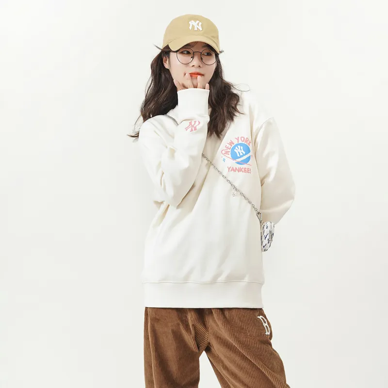 MLB New York Yankees Sweatshirts Unisex Cream White-5