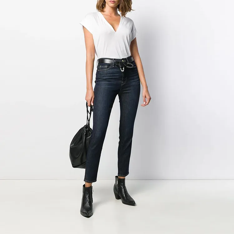 FRAME Le Mid Rise V Neck T Shirt-1