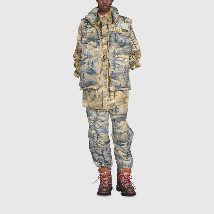 GUCCI X The North Face Padded Vest Forest Print-1